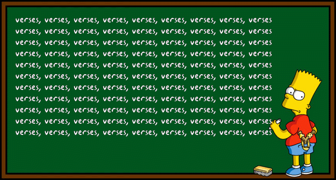 Bart Simpson writing verses on the chalkboard